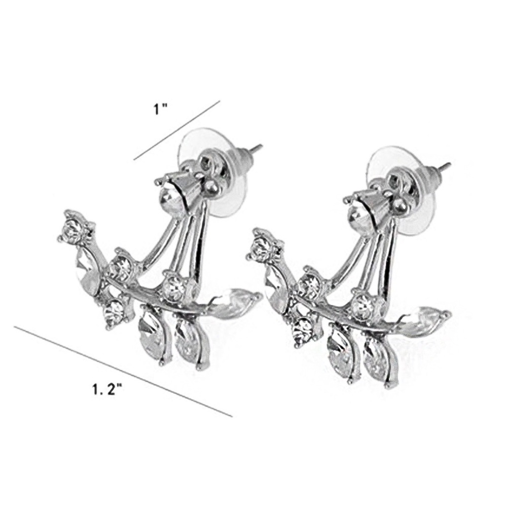 Silver & Crystal Studs w/Earring Jackets - Picture 7 of 7